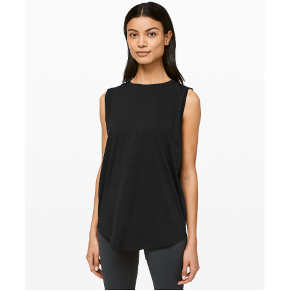 Lululemon Brunswick Muscle Tank Black Pima Cotton High Neck 4 - Picture 5 of 7